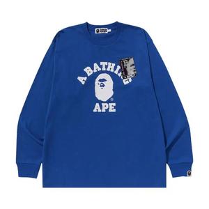 Футболки с длинным рукавом BAPE Mad Face College Long-Sleeve Tee 'Blue'